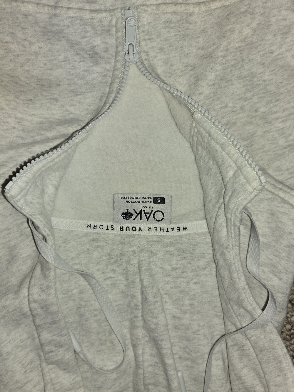 OAK Light Heather Gray Zip Hoodie